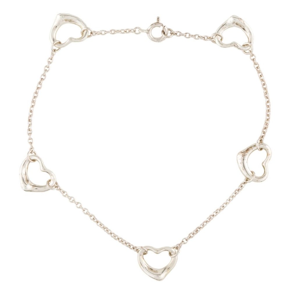 TIFFANY & CO. STERLING SILVER OPEN HEART STATION BRACELET